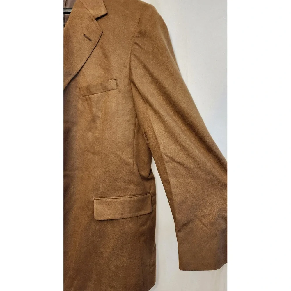 Norm Thompson Blazer‎ Mens 48L Brown Suede Look 3 Button Long Sport Coat USA